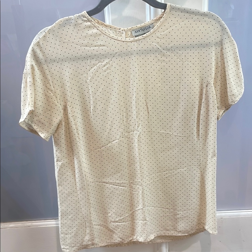 Ann Taylor Cream Polka Dot Women's Top